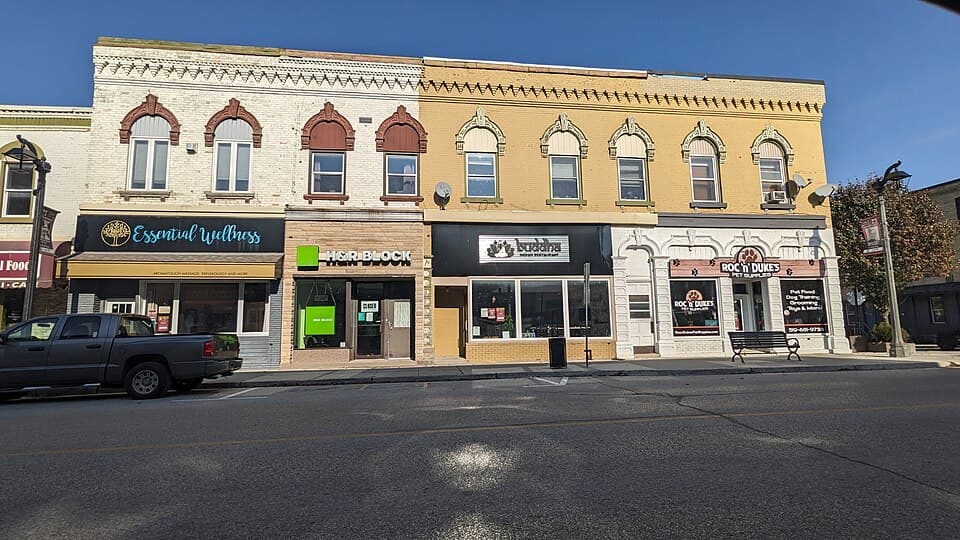 Storefronts in downtown Walkerton