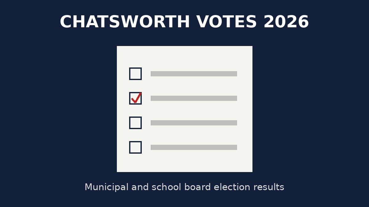 Banner-made graphic of a ballot with one box checked, titled Chatsworth Votes 2026.
