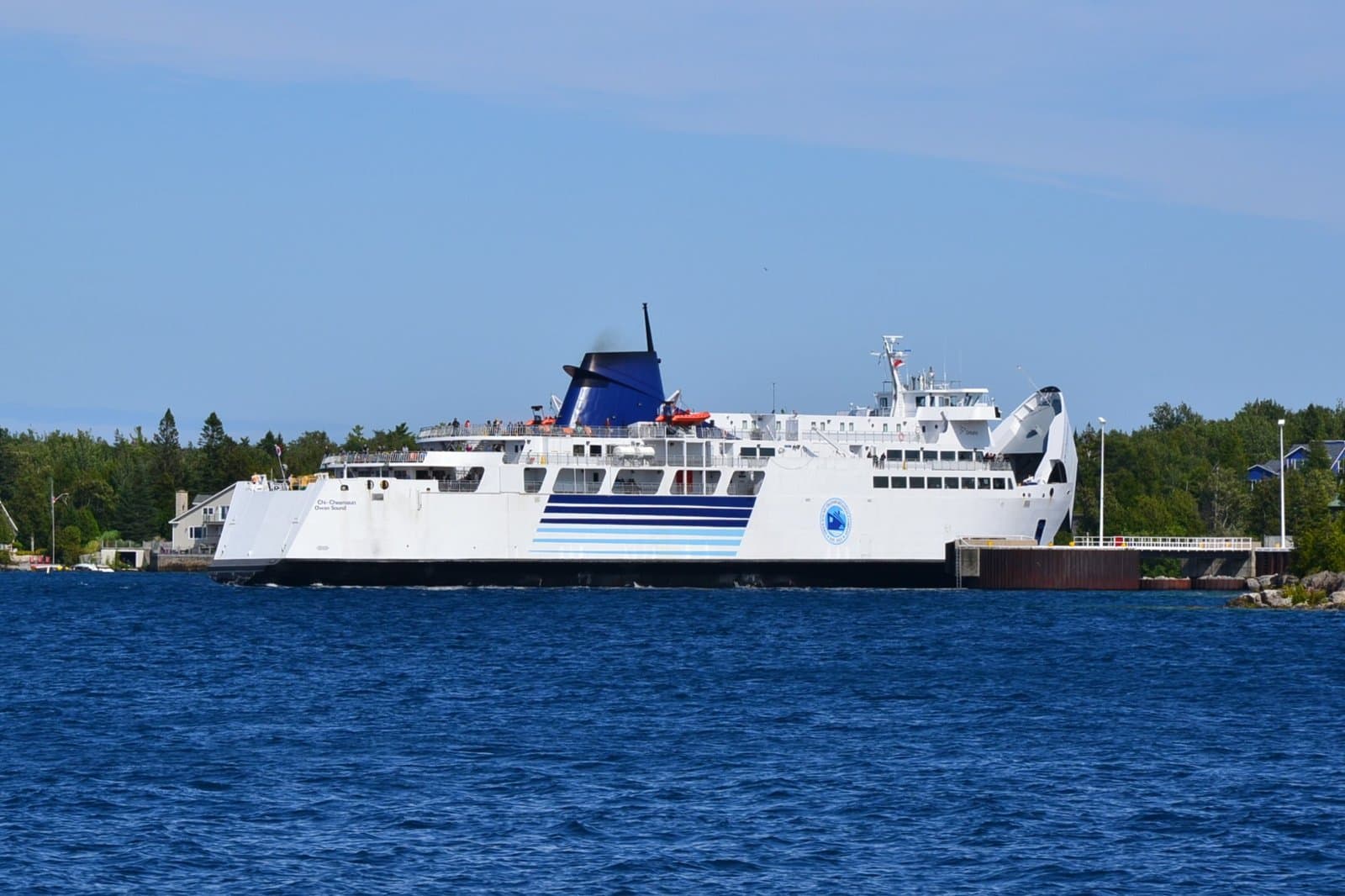 The MS Chi-Cheemaun ferry docked in Tobermory