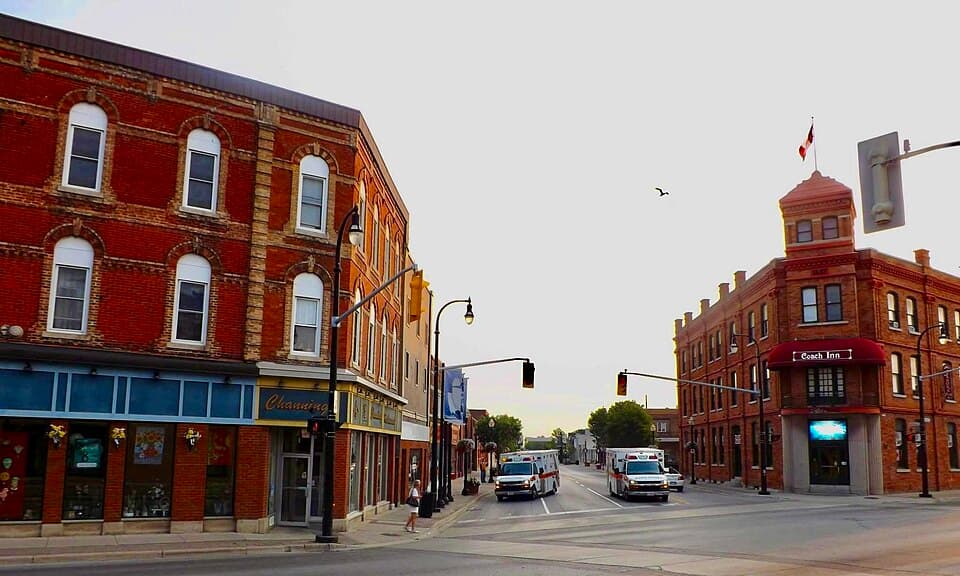 Red-brick buildings on 2nd Avenue East in downtown Owen Sound