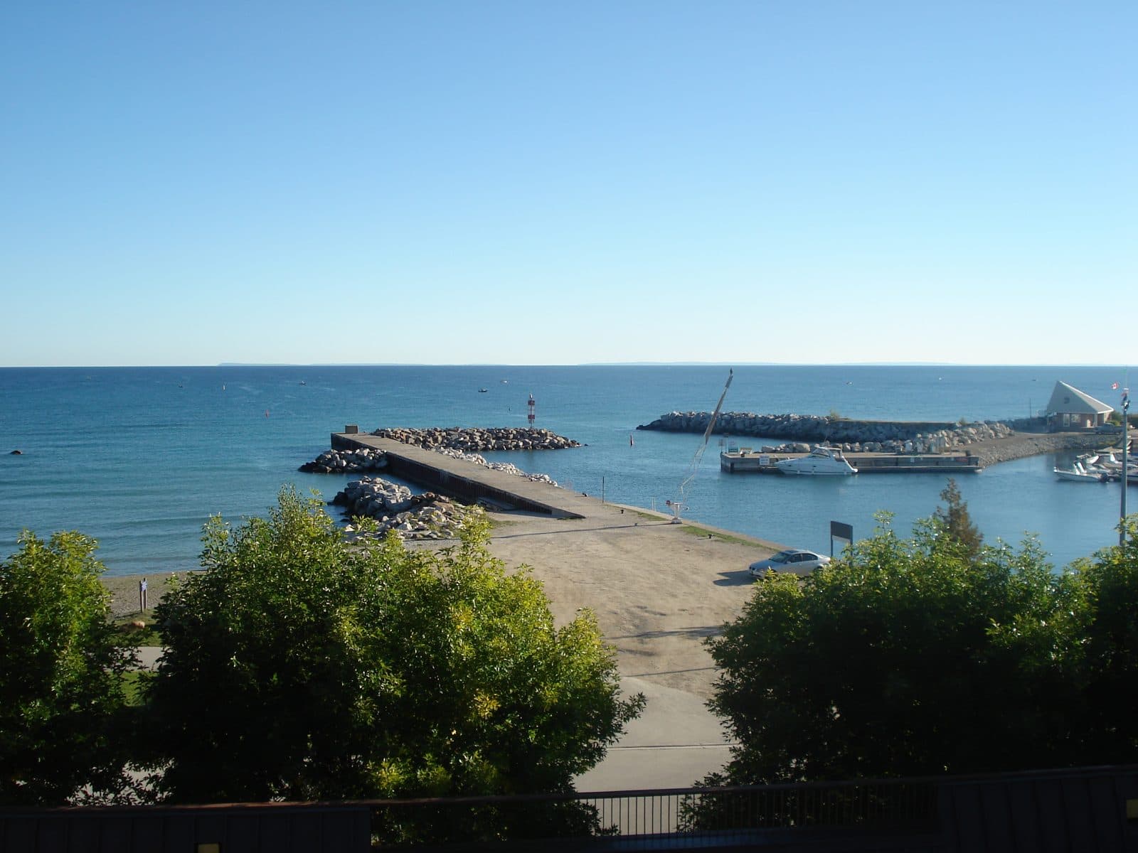 The entrance to Thornbury harbour on Georgian Bay.