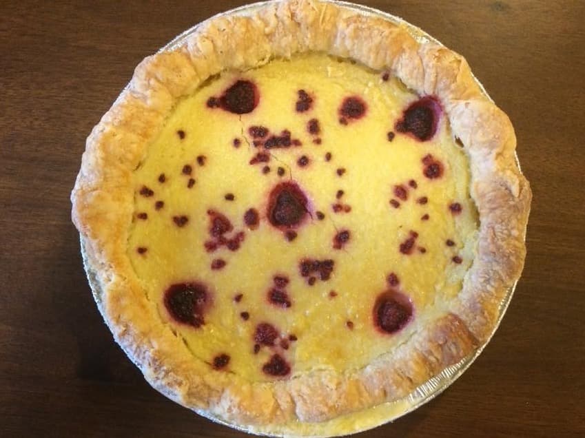 A lemon raspberry buttermilk pie from the Williamsford Pie Company